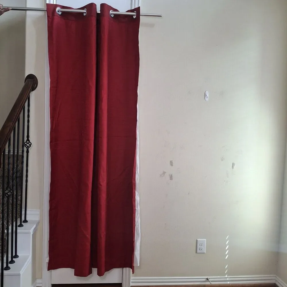 VTG Pier 1 Imports Ciudad Curtain Panel (2) Red 54x84 Woven Faux Suede Grommet